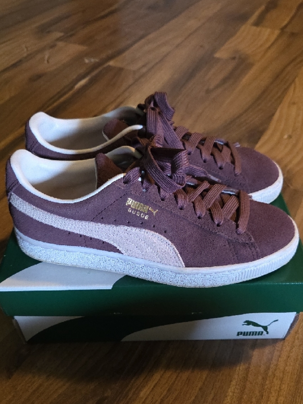 Puma Suede Sneakers in Mauve and White - Picture 2 of 6